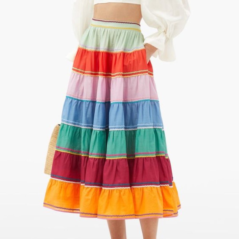 Zimmermann Riders Multi-Tiered Midi Skirt - Size 1 (size 4-6)